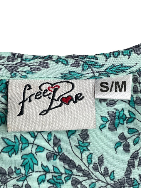Vestido Free Love Estampado Vuelos Verde - Talla S