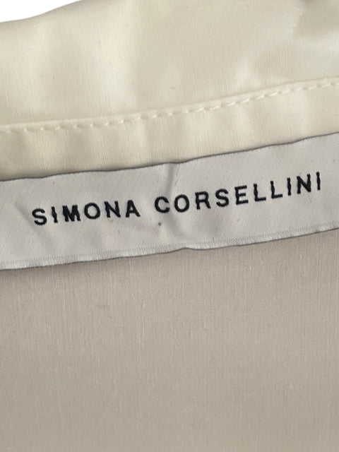 Vestido Simona Corsellini Cuello v Mesh Blanco - Talla 44