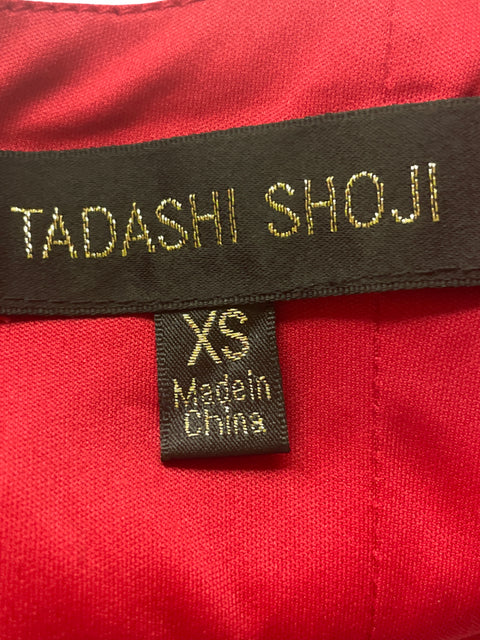 Vestido Tadashi Shoji Midi Troquelado Sin mangas Rojo - Talla XS
