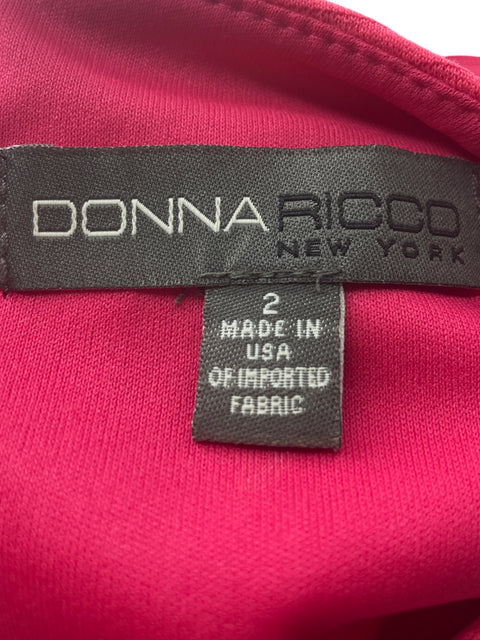 Vestido Donna Ricco Manga corta Ajustado Liso Rosado - Talla 2