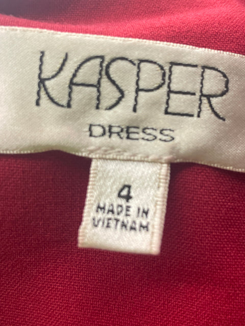 Vestido Kasper Midi Troquelado Sin mangas Rojo - Talla 4