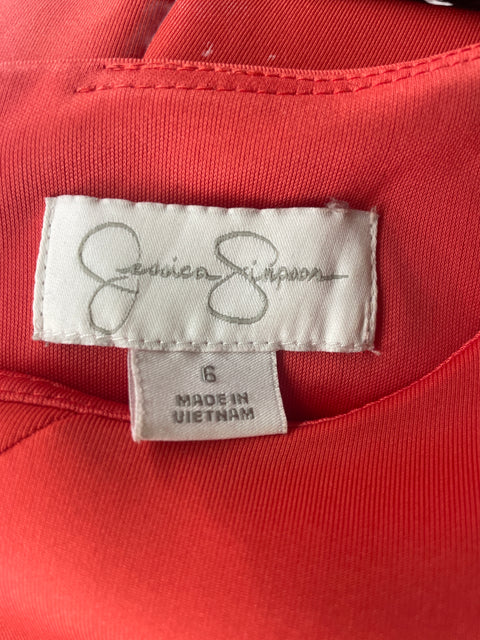 Vestido Jessica Simpson Ajustado Plisado Cuello redondo Naranja - Talla 6