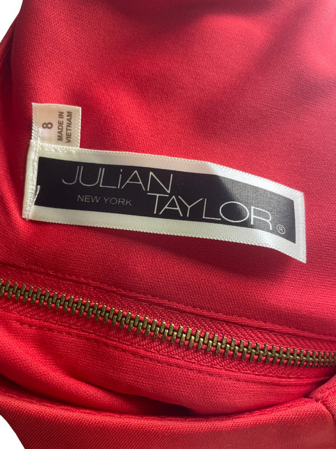 Vestido Julián Taylor Midi Plisado Sin mangas Rojo - Talla 8