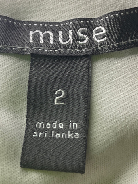 Vestido Muse Midi Ajustado Manga corta Negro - Talla 2