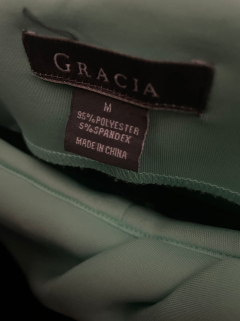 Blusa Gracia Ruchas Sin mangas Zipper Verde - Talla M