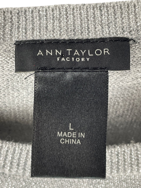 Blusa Ann Taylor Cuello redondo Brillo Gris - Talla L