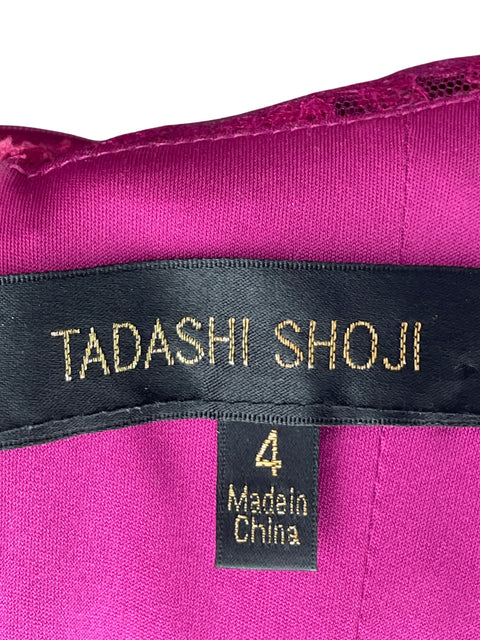 Vestido Tadashi Shoji Encaje Midi Rosado - Talla 4