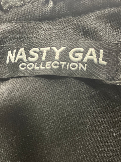 Vestido Nasty Gal Manga larga Drapeado Ruchas Negro - Talla S