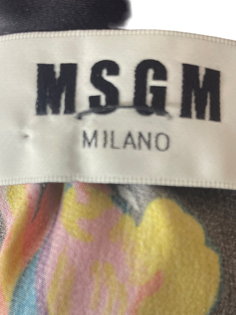 Blusa Msgm Estampado Cuello alto Manga larga Negro - Talla 42