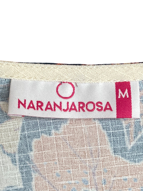 Conjunto Naranja Rosa Estampado Floral Cuello v Naranja - Talla M
