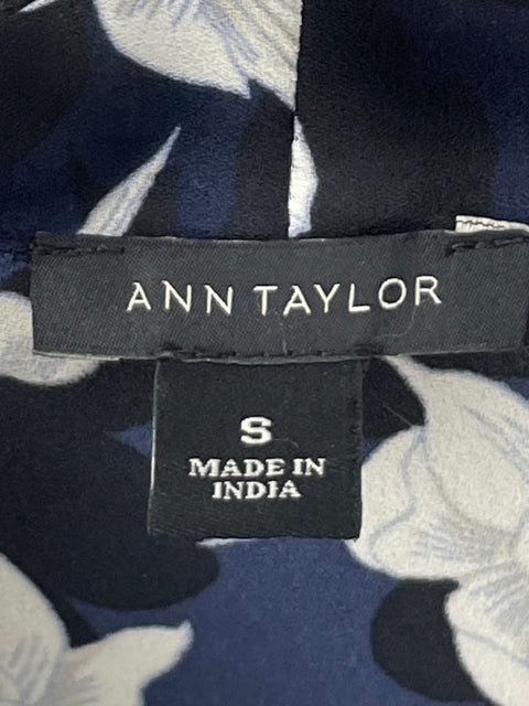 Blusa Ann Taylor Estampado Floral Cuello v Azul - Talla S