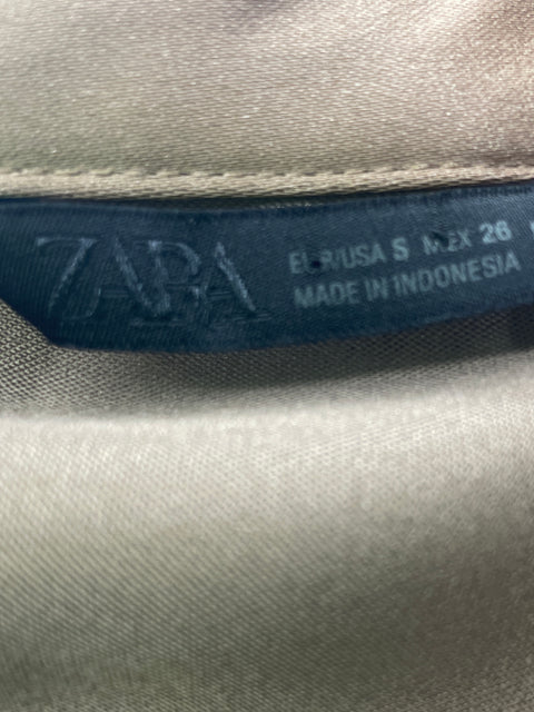 Camisa Zara Satinado Manga larga Botones Marrón - Talla S