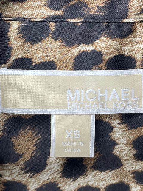 Blusa Michael Kors Zipper Satinado Marrón - Talla XS