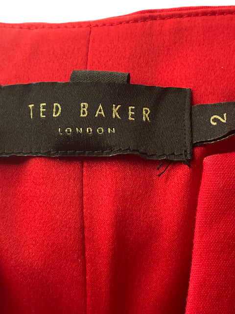Vestido Ted Baker Midi Liso Zipper Rojo - Talla 2