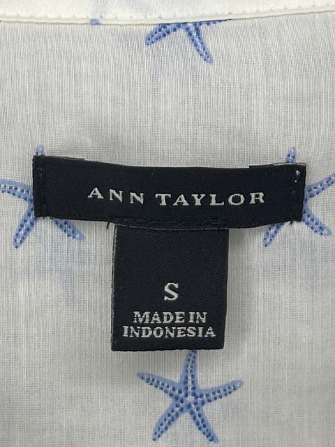 Camisa Ann Taylor de Algodón Estampado Blanco - Talla S