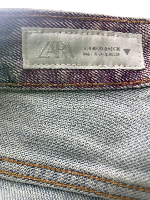 Pantalón Zara Recto Estampado Wide-leg Azul - Talla 40