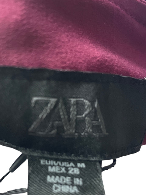 Falda Zara Apliques Flecos Mini Rojo - Talla S