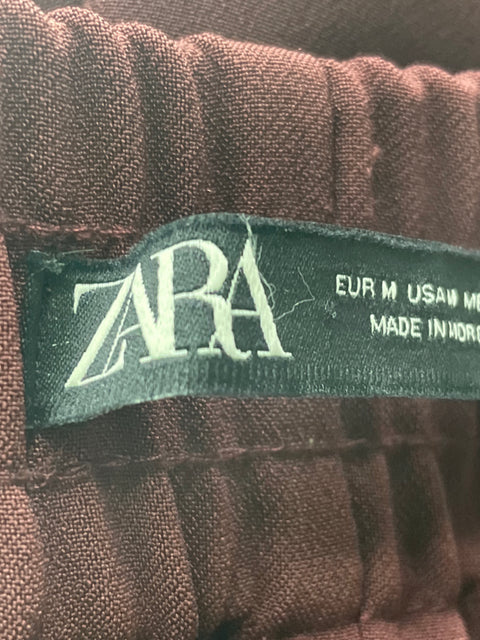 Pantalón Zara Recto Palazo Elastico Rojo - Talla M