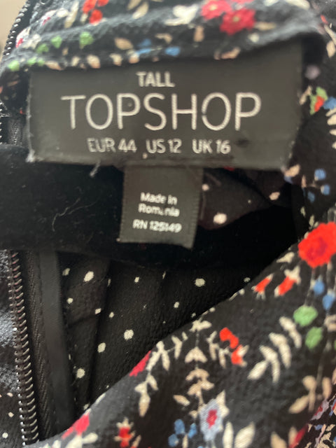 Vestido Topshop Estampado Floral Reversible Negro - Talla 12