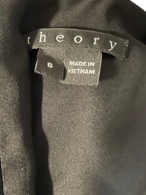 Vestido Theory Midi Plisado Liso Negro - Talla 6