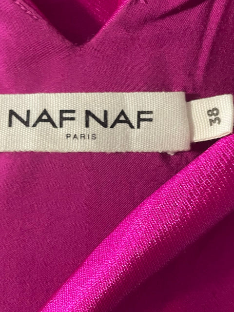 Vestido Naf Naf Sin mangas Midi Satinado Rosado - Talla 38