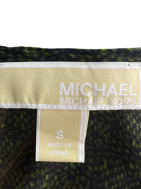 Blusa Michael Kors Estampado Cuello v Verde - Talla S