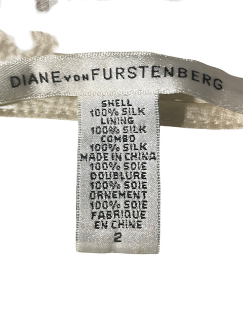 Vestido Diane Von Furstenberg de Seda Sin mangas Estampado Suelto Blanco - Talla 2