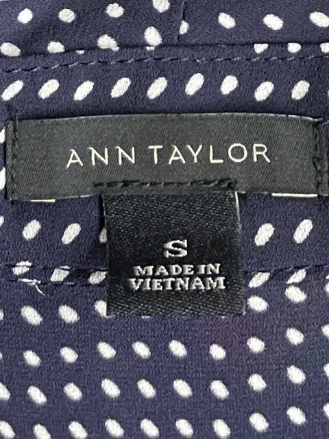 Blusa Ann Taylor Estampado Cuello v Azul - Talla S