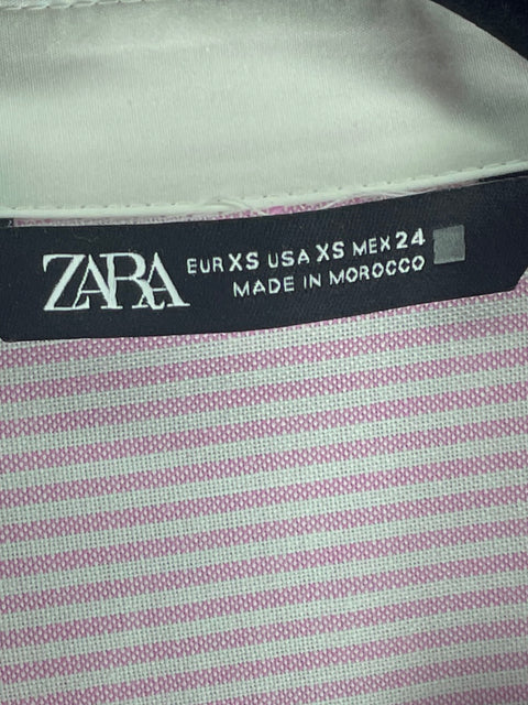 Blusa Zara de Algodón Rayas Rosado - Talla XS