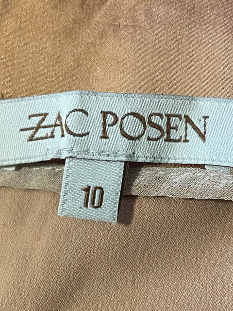 Vestido Zac Posen Cut-out Liso Midi Marrón - Talla 10