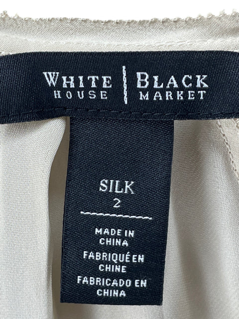 Blusa White House Black Market de Seda Vuelos Beige - Talla 2