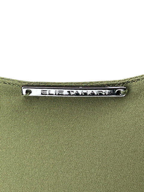 Blusa Elie Tahari de Seda Cuello v Verde - Talla S