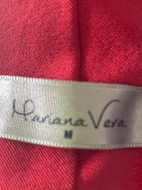 Vestido Mariana Vega Liso Ajustado Ruchas Rojo - Talla M