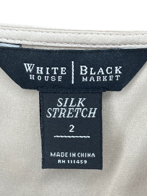 Blusa White House Black Market de Seda Vuelos Beige - Talla 2
