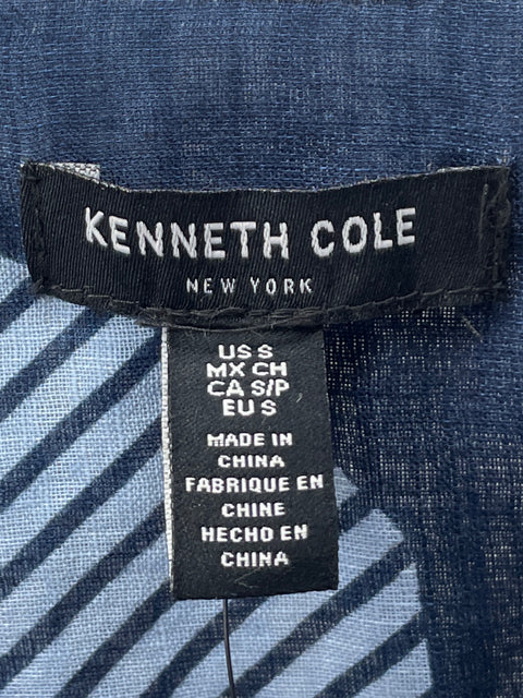 Vestido Kenneth Cole de Algodón Camisero Estampado Azul - Talla 6