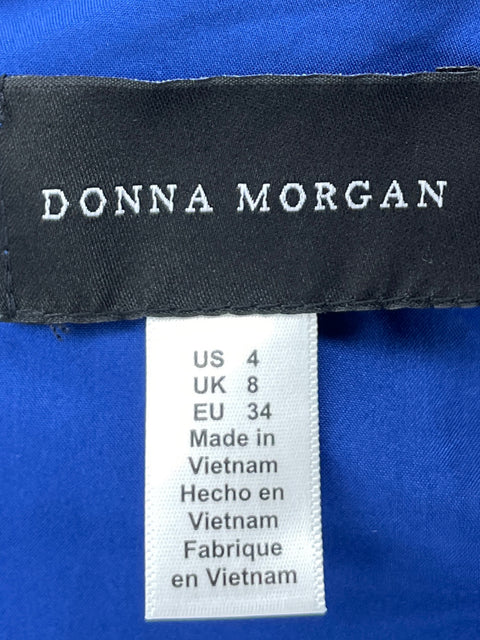 Vestido Donna Morgan Maxi Cuello v Azul - Talla 4