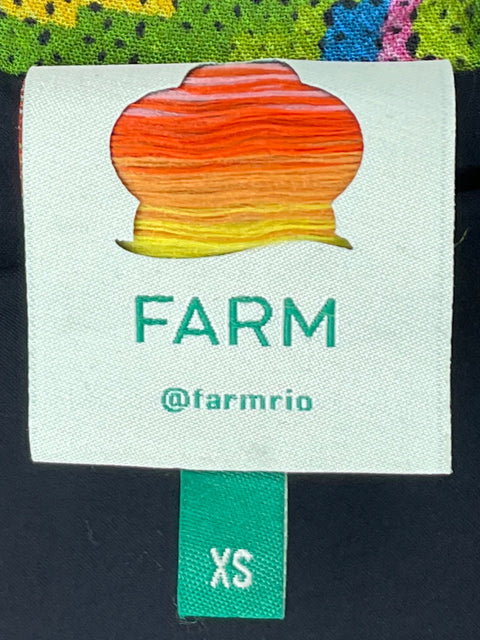 Vestido FarmRio Estampado Guacamaya Negro - Talla XS