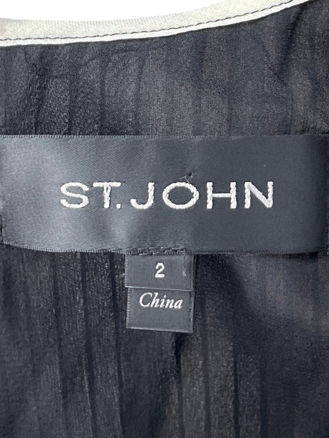 Vestido St. John Plisado Negro - Talla 2
