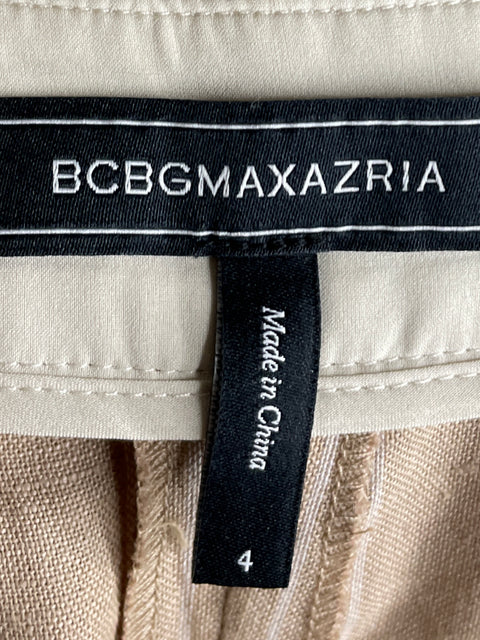 Conjunto Bcbg de Lino Cropped cruzado Beige - Talla 4