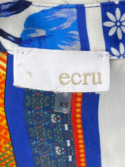 Conjunto Ecru de Viscosa Estampado Azul - Talla XS