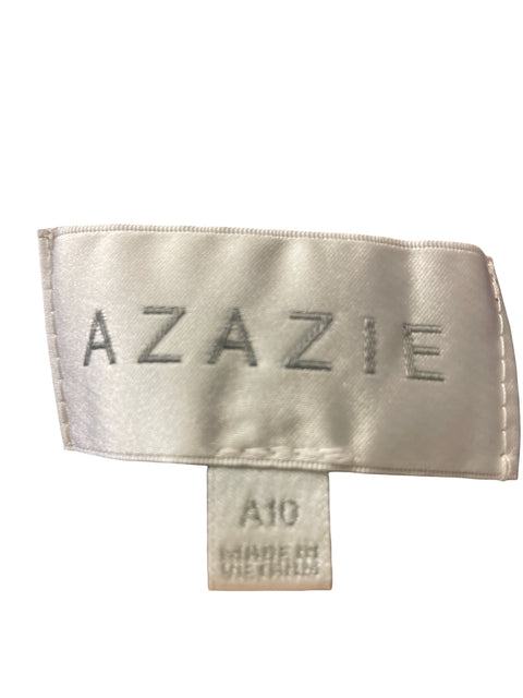 Vestido Azazie Liso Cuello v Ruchas Marrón - Talla M