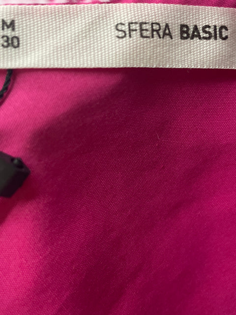 Vestido Sfera Basic Liso Cuello v Ruchas Rosado - Talla S