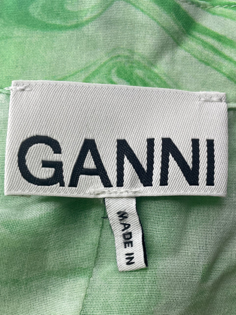 Vestido Ganni Maxi Fluido Estampado Verde - Talla M