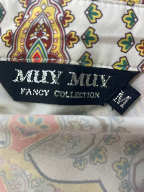 Vestido Fancy Collections Manga larga Estampado Botones Naranja - Talla M