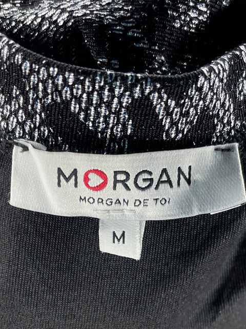 Top Morgan Cuello V Metalizado Plateado - Talla M