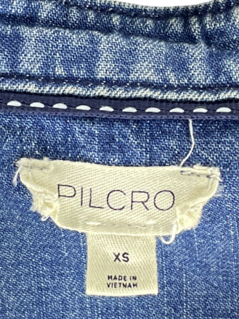 Blusa Pilcro Jeans Abullonado de Algodón Azul - Talla XS
