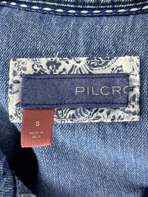Camisa Pilcro Mangas Vuelo de Algodón Azul - Talla XS