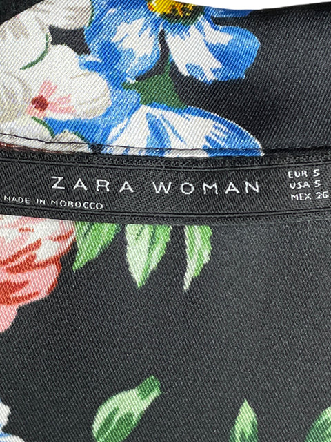 Blusa Zara Estampado Floral Negro - Talla M