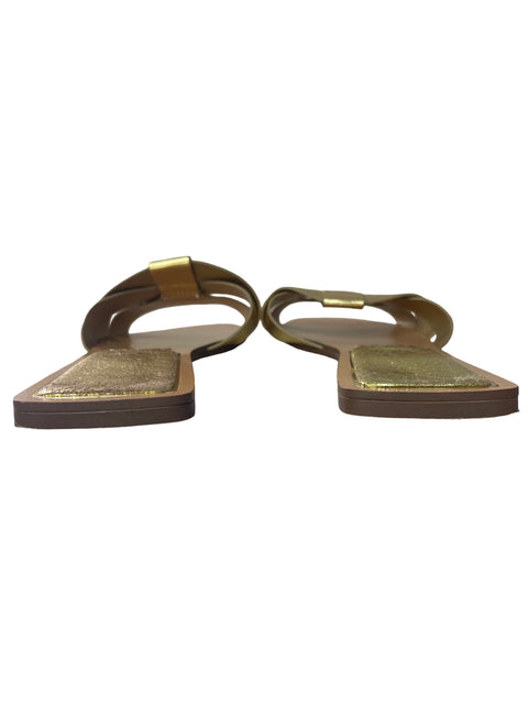 Sandalia Zara Tiras Destalonado Brillo Dorado - Talla 38