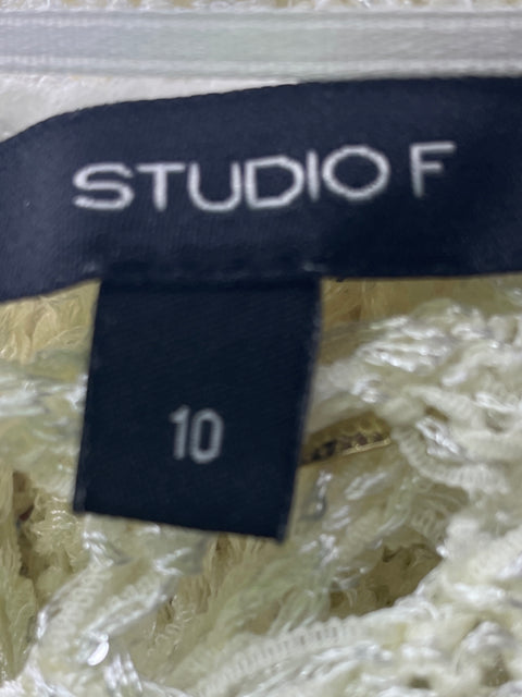 Blusa Studio F Tejido Manga larga Troquelado Blanco - Talla 10